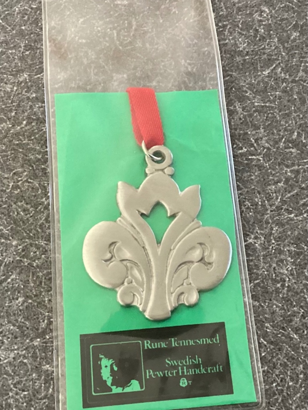 Swedish Pewter Handcrafted ornament, sun catcher or bookmark by Rune Tennesmed.